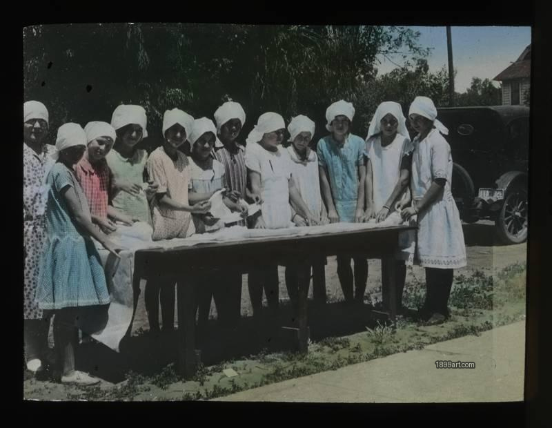 1899art 1st Aid Class Handcolored 1900s 1899art. Historical photograph from the 1899art Archive.