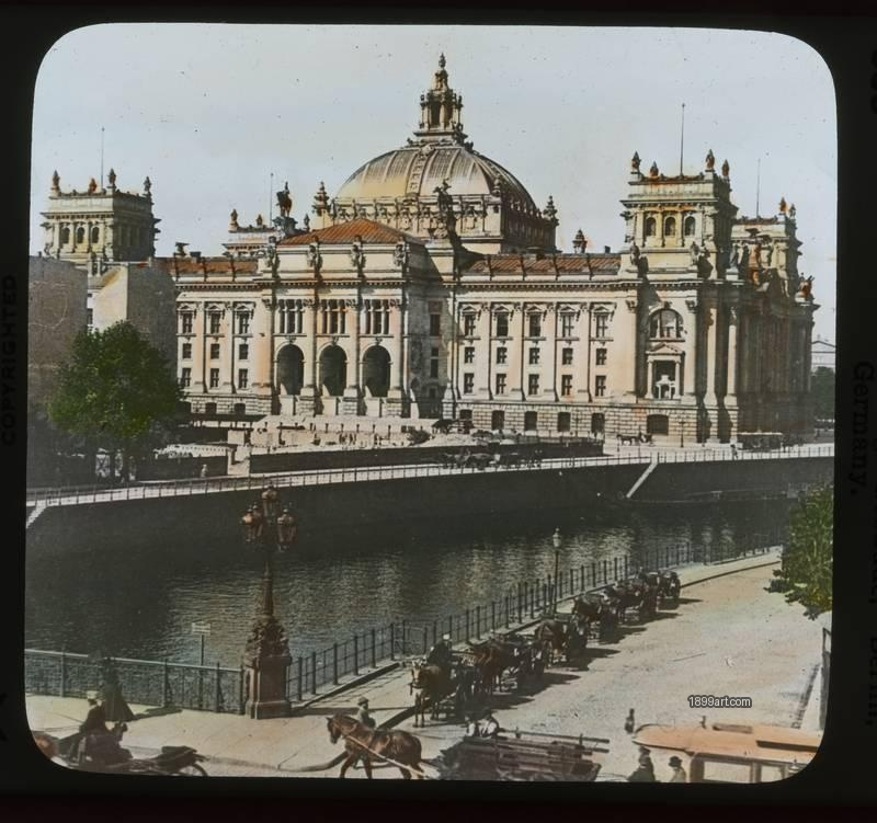 1899art Berlin Reichstagsgebaeude Keystone View Handcolored Magic Lantern C1910 Handcolored 1900s 1899art. Historical photograph from the 1899art Archive.