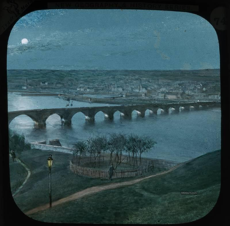 1899art Berwick Upon Tweed Berwick Bridge River Tweed View Hand Colored Glass Slide Handcolored 1900s 1899art. Historical photograph from the 1899art Archive.
