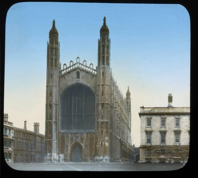 1899art England Cambridge Kings College Chapel Handcolored Glass Slide C1900 Handcolored 1900s 1899art. Historical photograph from the 1899art Archive.