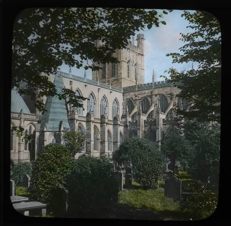 1899art England Chester Cathedral Cloister Handcolored Glass Slide C1900 Handcolored 1900s 1899art. Historical photograph from the 1899art Archive.