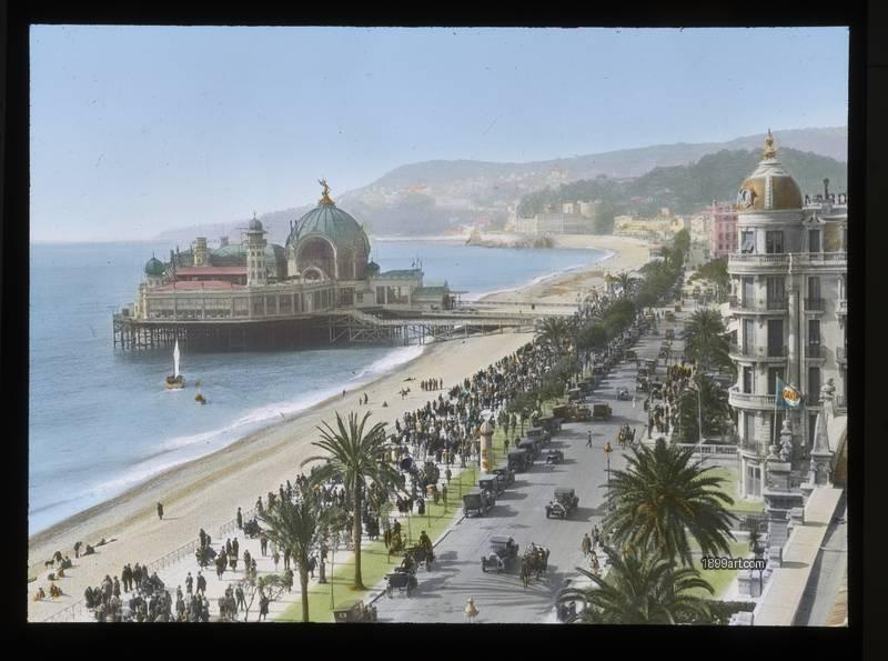 1899art France Nice Promenade Des Anglais View East Beach Casino Handcolored 1927 Handcolored 1900s 1899art. Historical photograph from the 1899art Archive.