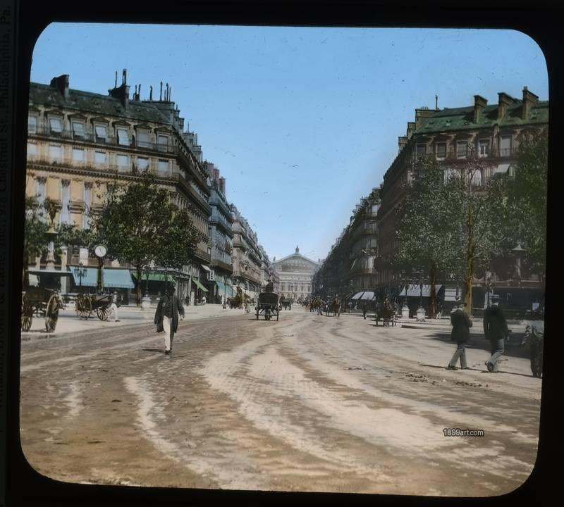 1899art France Paris Avenue De Lopera Street Scene Handcolored Glassdia C1900 Handcolored 1900s 1899art. Historical photograph from the 1899art Archive.