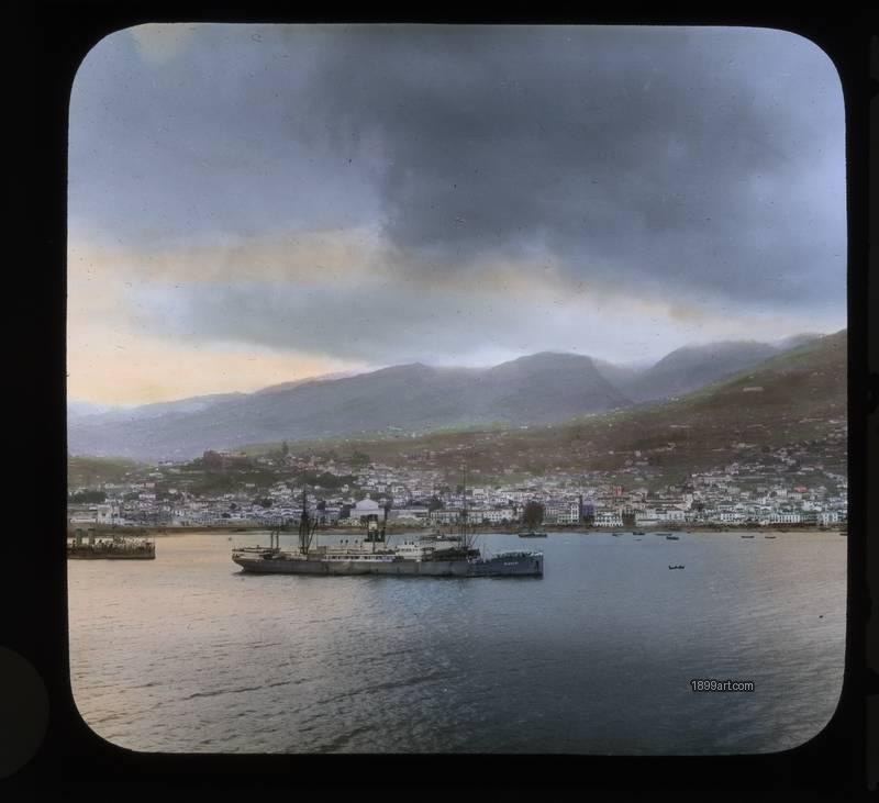 1899art Funchal Madeira Harbor City View Handcolored 1900s 1899art. Historical photograph from the 1899art Archive.