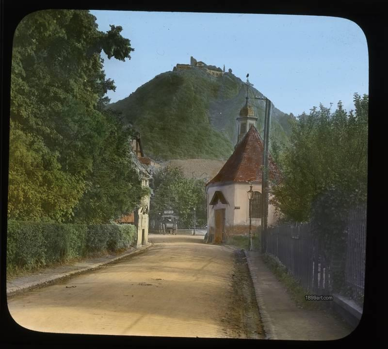 1899art Germany Rhine Rhondorf Drachenfels Castle View Handcolored Glassdia C1900 Handcolored 1900s 1899art. Historical photograph from the 1899art Archive.
