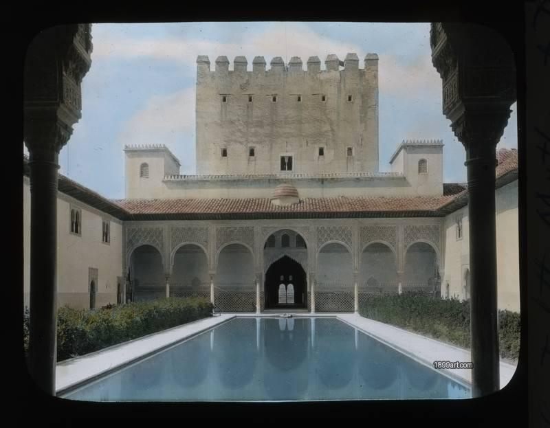 1899art Granada Court of the Myrtles Alhambra Handcolored 1900s 1899art. Historical photograph from the 1899art Archive.