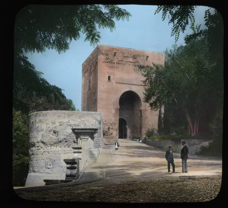 1899art Granada Gate of Justice Alhambra Handcolored 1900s 1899art. Historical photograph from the 1899art Archive.