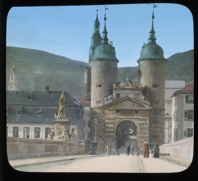 1899art Heidelberg Karlstor Old City Gate Handcolored 1900s 1899art. Historical photograph from the 1899art Archive.