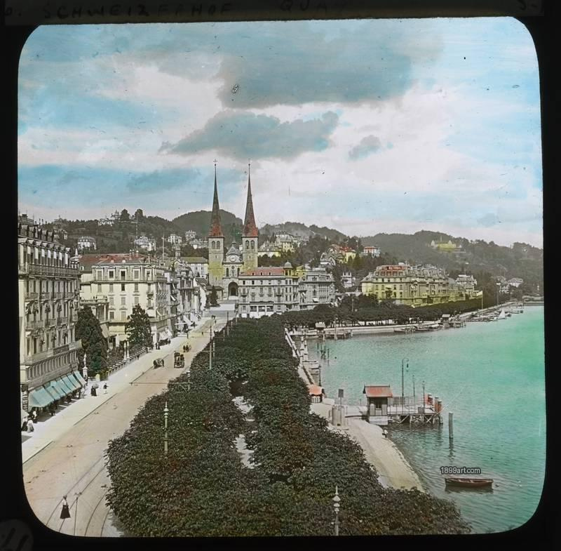 1899art Hotel Schweizerhof Handcolored 1900s 1899art. Historical photograph from the 1899art Archive.