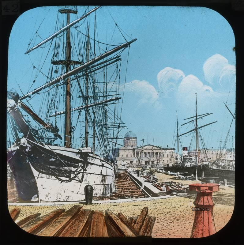 1899art Irland Hafen Mit Gro Em Segelschiff Handcolored 1900s 1899art. Historical photograph from the 1899art Archive.