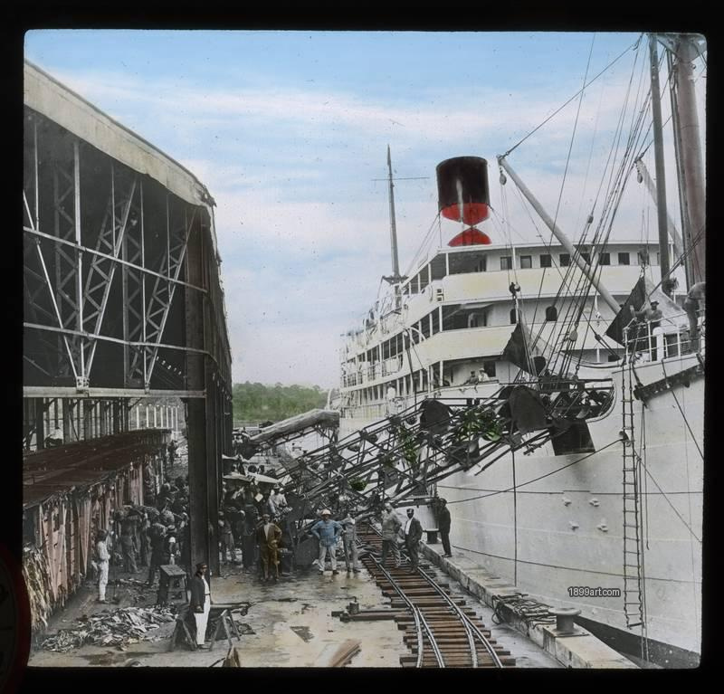 1899art Loading Steamship For the United States Handcolored 1900s 1899art. Historical photograph from the 1899art Archive.