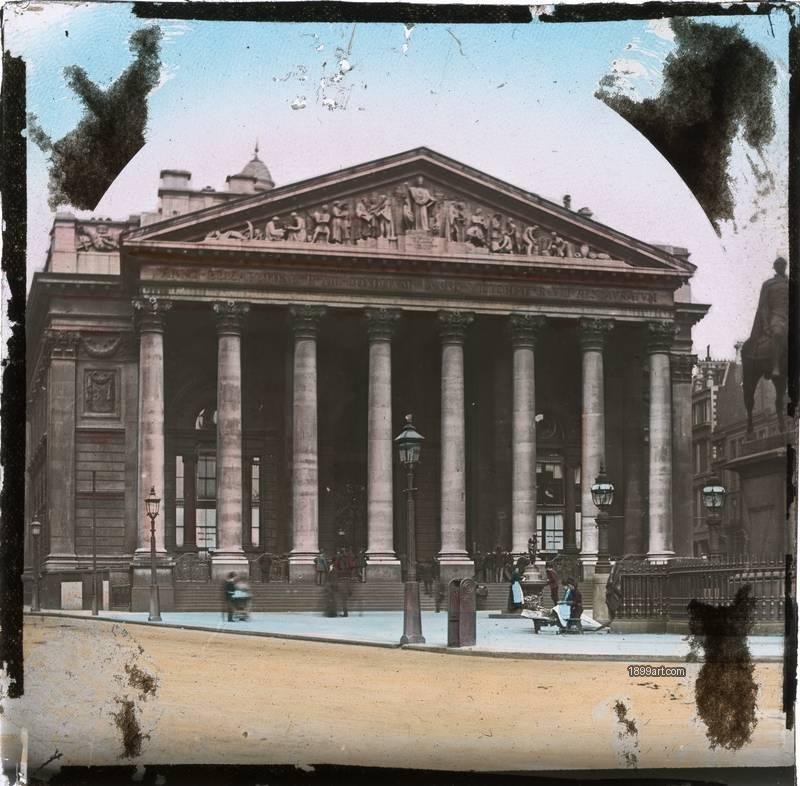 1899art London Royal Exchange City View Hand Colored Glass Slide Handcolored 1900s 1899art. Historical photograph from the 1899art Archive.