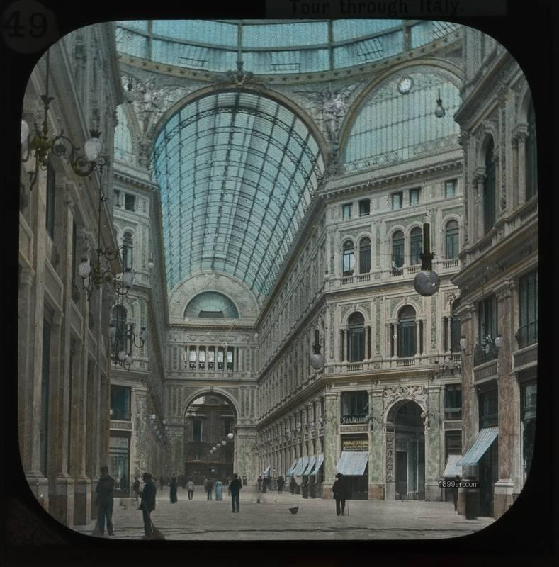 1899art Naples Galleria Umberto I View Hand Colored Glass Slide Handcolored 1900s 1899art. Historical photograph from the 1899art Archive.