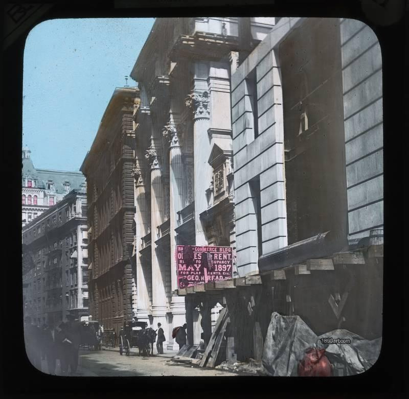 1899art New York City Financial District Commerce Building Bank and Offices Hand Colored Gla Handcolored 1900s 1899art. Historical photograph from the 1899art Archive.