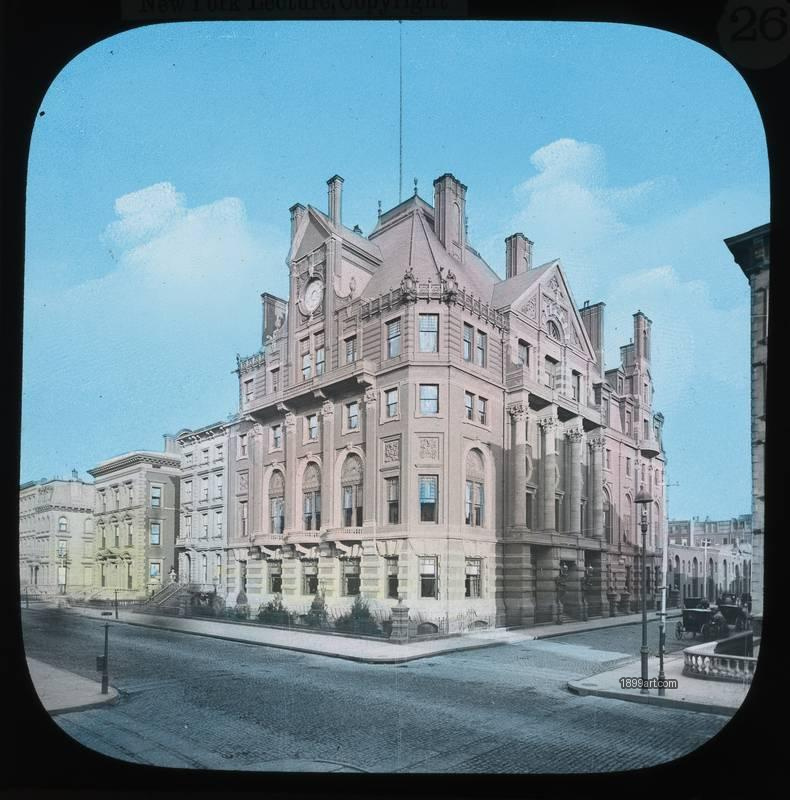 1899art New York City Union League Club House Fifth Avenue Hand Colored Glass Slide Handcolored 1900s 1899art. Historical photograph from the 1899art Archive.