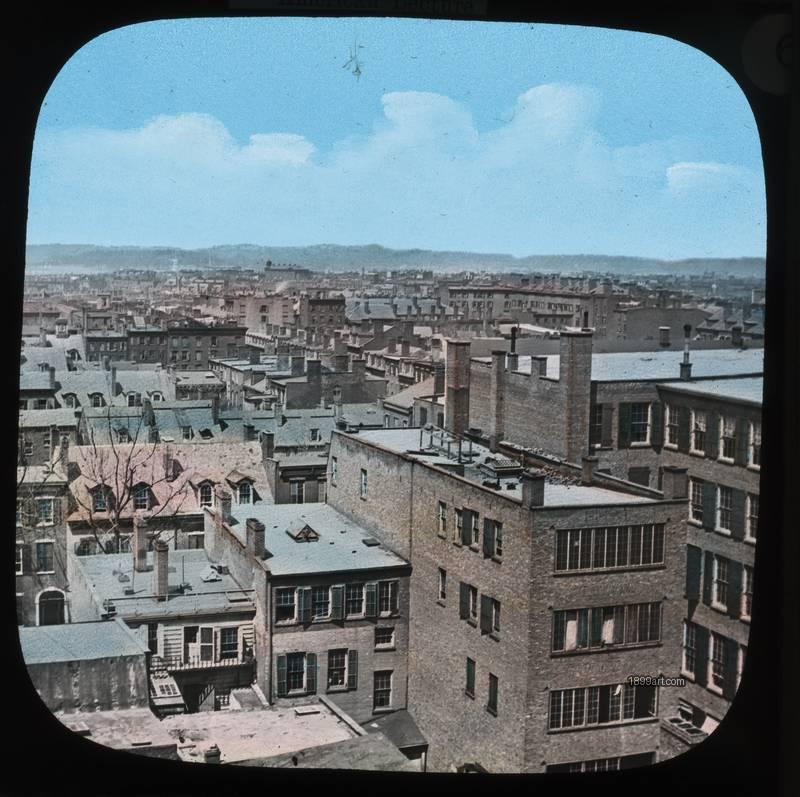1899art New York City View From Shot Tower Rooftops Panorama Hand Colored Glass Slide 1870s Handcolored 1900s 1899art. Historical photograph from the 1899art Archive.