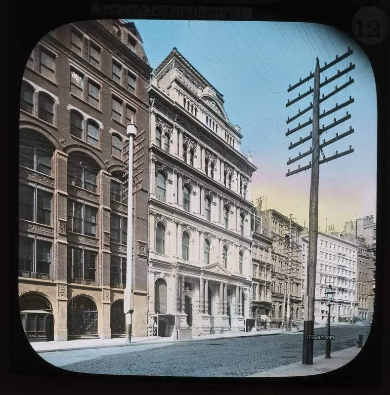 1899art New York Stock Exchange Broad Street View Hand Colored Glass Slide Handcolored 1890s 1899art. Historical photograph from the 1899art Archive.