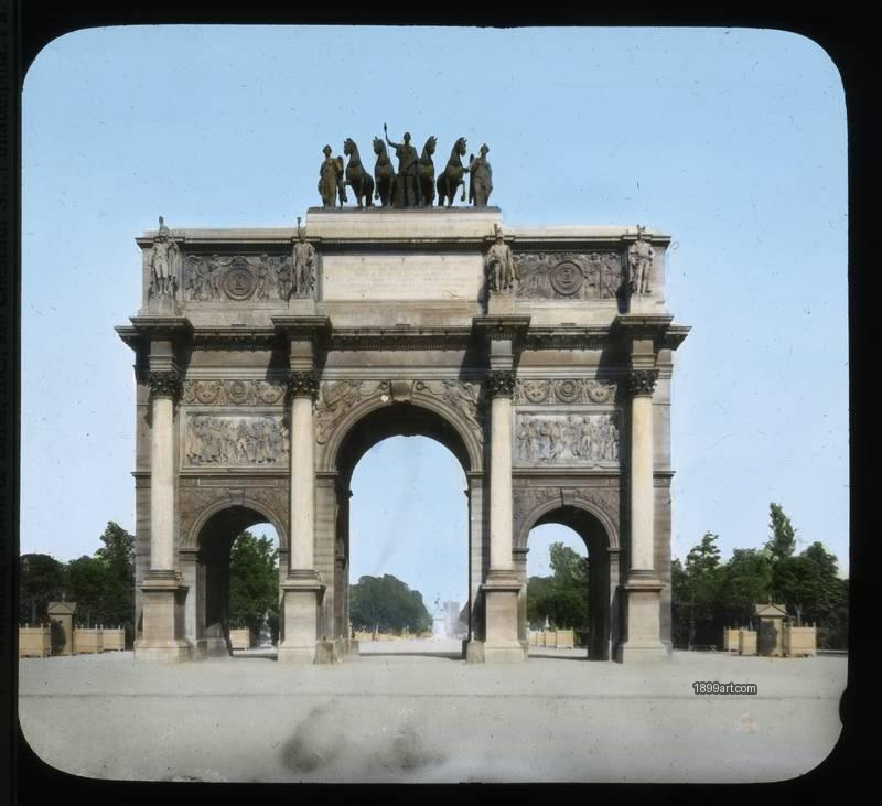 1899art Paris Arch Carousel Handcolored 1900s 1899art. Historical photograph from the 1899art Archive.
