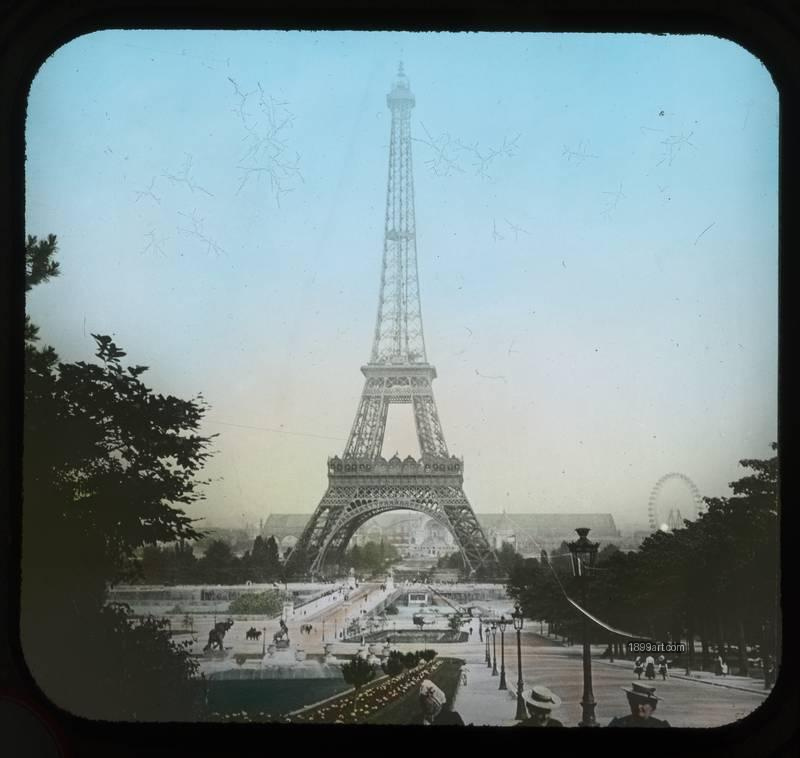 1899art Paris Eiffel Tower Champ De Mars View Hand Colored Glass Slide Handcolored 1900s 1899art. Historical photograph from the 1899art Archive.
