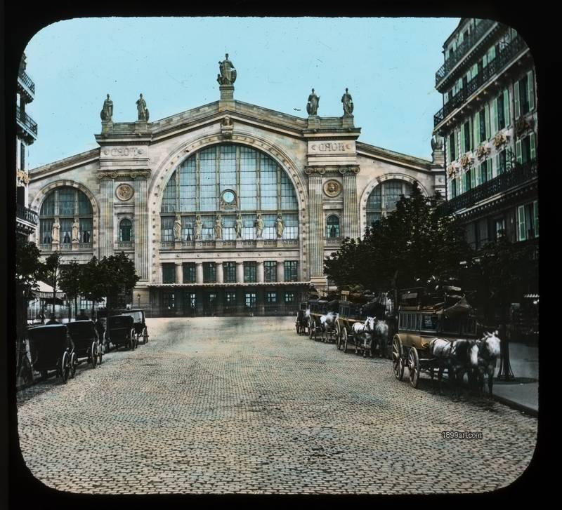 1899art Paris Gare Du Nord Northern Rr Station C1910 Handcolored Glass Dia Handcolored 1900s 1899art. Historical photograph from the 1899art Archive.