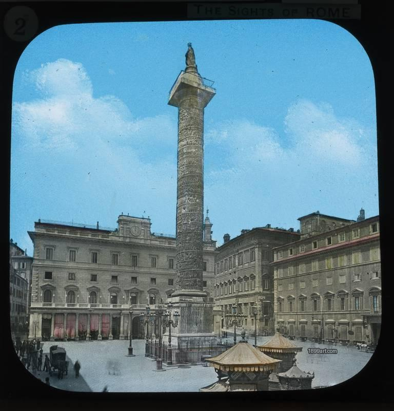 1899art Rome Trajans Column Piazza Colonna Hand Colored Glass Slide Handcolored 1890s 2 1899art. Historical photograph from the 1899art Archive.