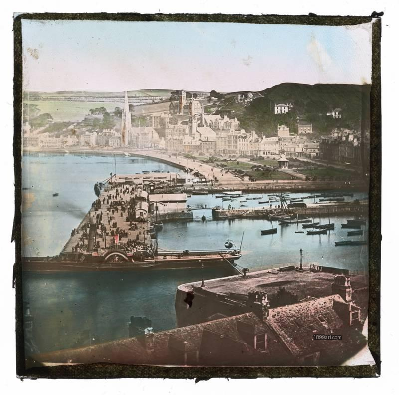 1899art Scotland Rothesay Harbour Isle of Bute View Hand Colored Glass Slide Handcolored 1900s 1899art. Historical photograph from the 1899art Archive.