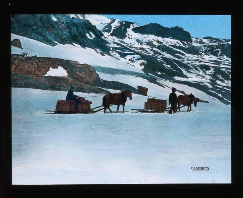 1899art Sleighing in Norway Handcolored 1900s 1899art. Historical photograph from the 1899art Archive.