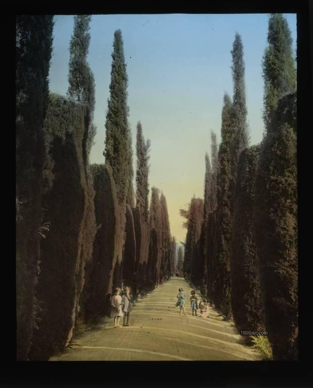 1899art Spain Granada Alhambra Generalife Entrance Handcolored Glass Slide C1900 Handcolored 1900s 1899art. Historical photograph from the 1899art Archive.