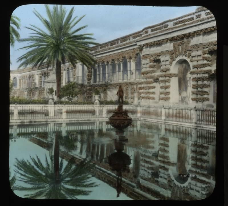 1899art Spain Seville Alcazar Palace Handcolored Glass Slide C1900 Handcolored 1900s 1899art. Historical photograph from the 1899art Archive.