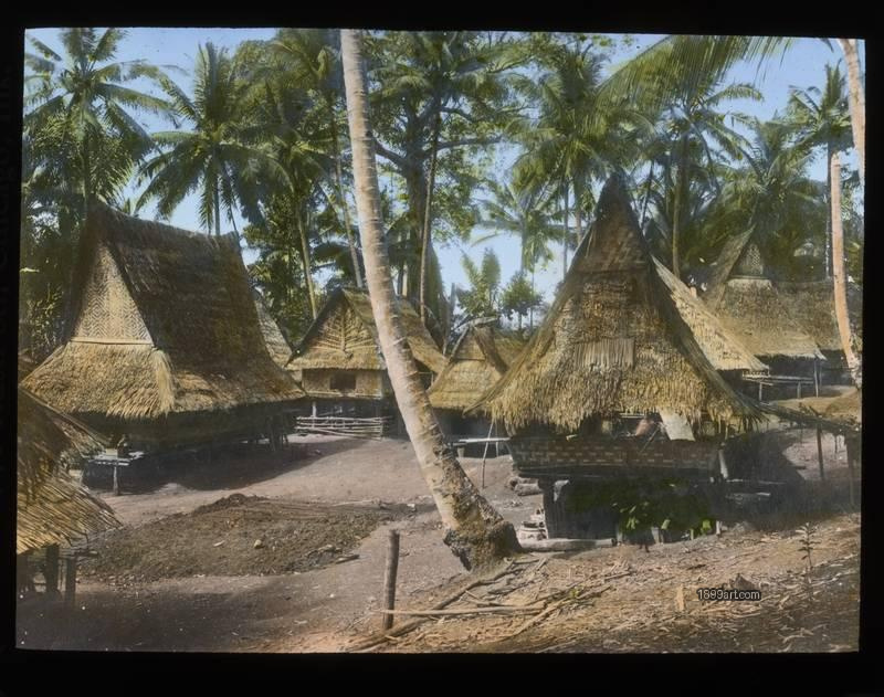 1899art Sumatra Batak Village View C1900 Handcolored 1900s 1899art. Historical photograph from the 1899art Archive.