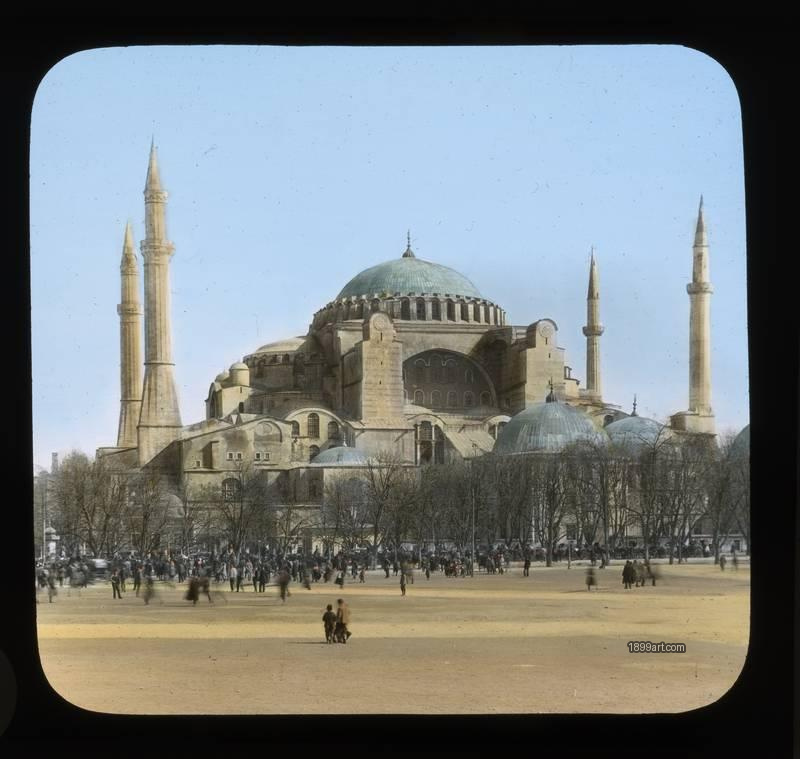 1899art Turkey Istanbul Hagia Sophia Handcolored Glass Slide C1900 Handcolored 1900s 1899art. Historical photograph from the 1899art Archive.