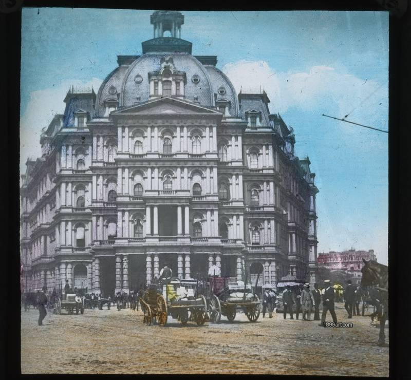 1899art Vienna Burgtheater Ringstrasse Hand Colored Glass Slide Handcolored 1890s 1899art. Historical photograph from the 1899art Archive.
