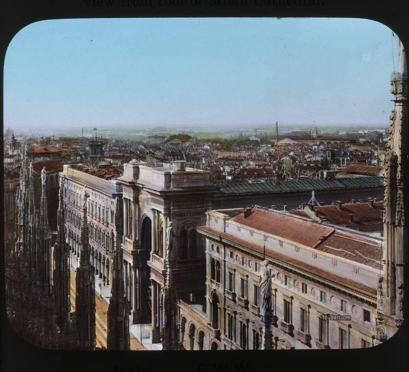 1899art View From Milan Kathedral Handcolored 1900s 1899art. Historical photograph from the 1899art Archive.