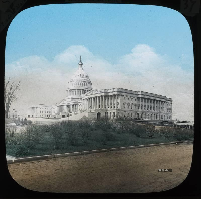 1899art Washington DC US Capitol East Front Hand Colored Glass Slide Handcolored 1900s 1899art. Historical photograph from the 1899art Archive.