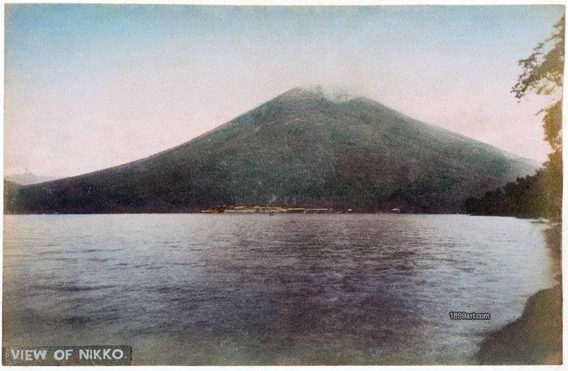 1899art Japan View of Nikko (Mount Nantai and Lake Chūzenji), c. 1890 Handcolored 1899art. Historical photograph from the 1899art Archive.