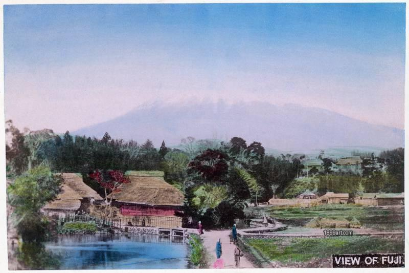 1899art Japan View of Mount Fuji from Yoshida, c. 1890 Handcolored 1900s 1899art. Historical photograph from the 1899art Archive.