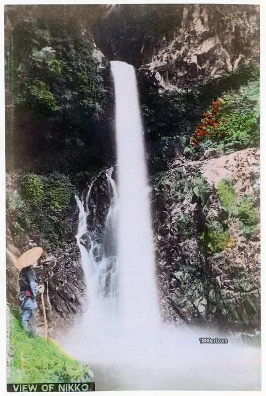 1899art Japan Nikkō – 根尾の滝 (Neo Falls), c. 1890 Handcolored 1900s Enami 1899art. Historical photograph from the 1899art Archive.