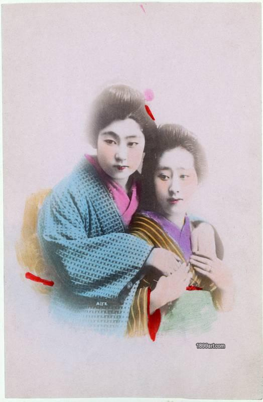 1899art Ponta and Oen, c. 1895 Photograph by Kajima Seibei Handcolored 1899art. Historical photograph from the 1899art Archive.