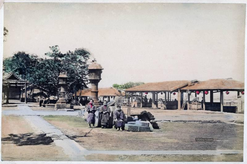 1899art Japan Temple precinct on Mount Atago (Atagoyama), Tokyo (Edo), late 19th century 1900s 1899art. Historical photograph from the 1899art Archive.