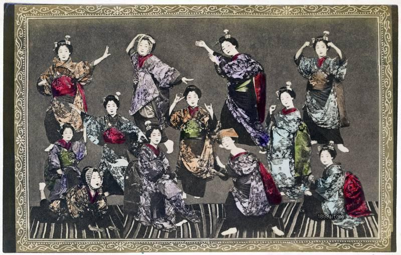 1899art Composite Study of Dancing Maiko Handcolored 1900s 1899art. Historical photograph from the 1899art Archive.
