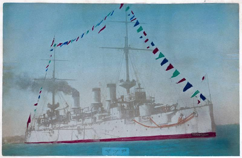 1899art Armored Cruiser Azuma of the Imperial Japanese Navy Handcolored 1900s 1899art. Historical photograph from the 1899art Archive.