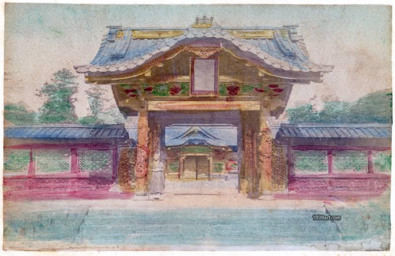 1899art Karamon Gate at the Tokugawa Mausoleum, Shiba, Tokyo, Japan Handcolored 1900s 3 1899art. Historical photograph from the 1899art Archive.