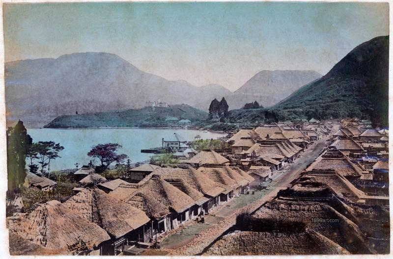 1899art Japan Hakone Village and Palace Handcolored 1900s 1899art. Historical photograph from the 1899art Archive.