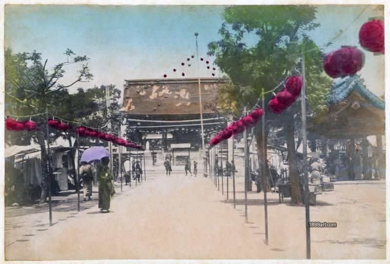 1899art Approach to Nankō Temple, Kobe, decorated with festival lanterns 1899art. Historical photograph from the 1899art Archive.