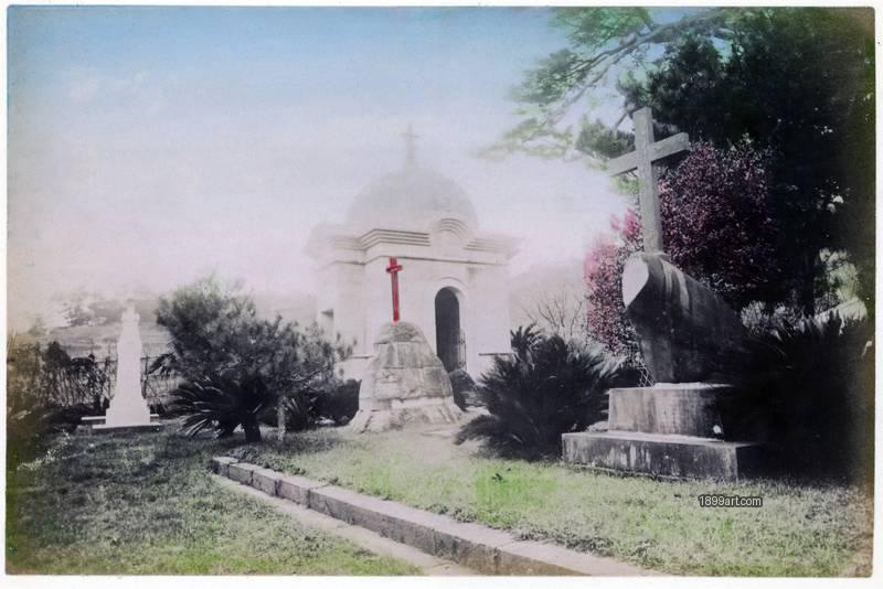 1899art Japan Inasa, Nagasaki Christian Cemetery Scene Handcolored 1900s 1899art. Historical photograph from the 1899art Archive.