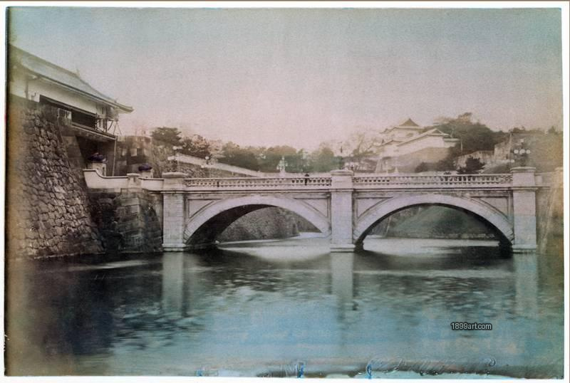 1899art The Nijūbashi Bridge marking the entrance to the Imperial Palace in Tokyo, Japan. Historical photograph from the 1899art Archive.