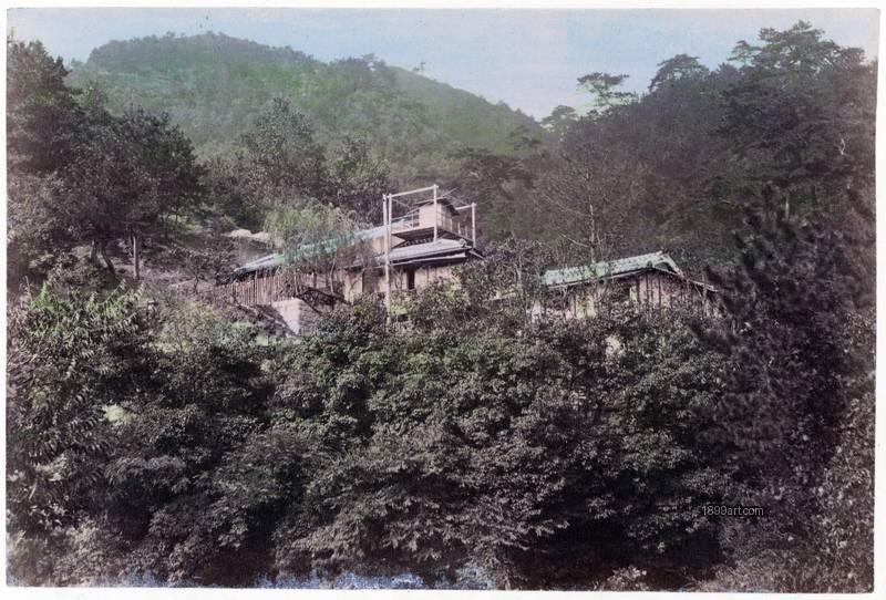 1899art Miyauchi Hotel — A Ryokan in the Hills of Kiga Handcolored 1900s 1899art. Historical photograph from the 1899art Archive.