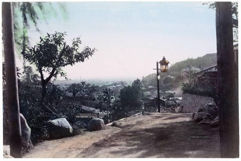 1899art Japan Maruyama Yaami Hotel — Approach Road above the City Handcolored 1900s 1899art. Historical photograph from the 1899art Archive.