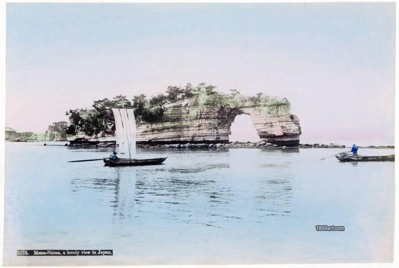 1899art Japan Matsushima Islands Natural Arch Handcolored 1900s 1899art. Historical photograph from the 1899art Archive.