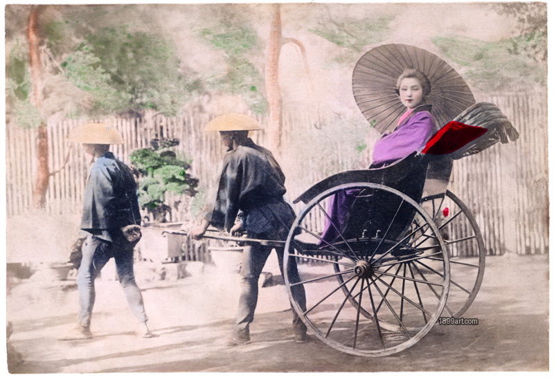 1899art Jinrikisha (B1030), Japan, Meiji Period (c. 1890)Handcolored 1900s 1899art. Historical photograph from the 1899art Archive.